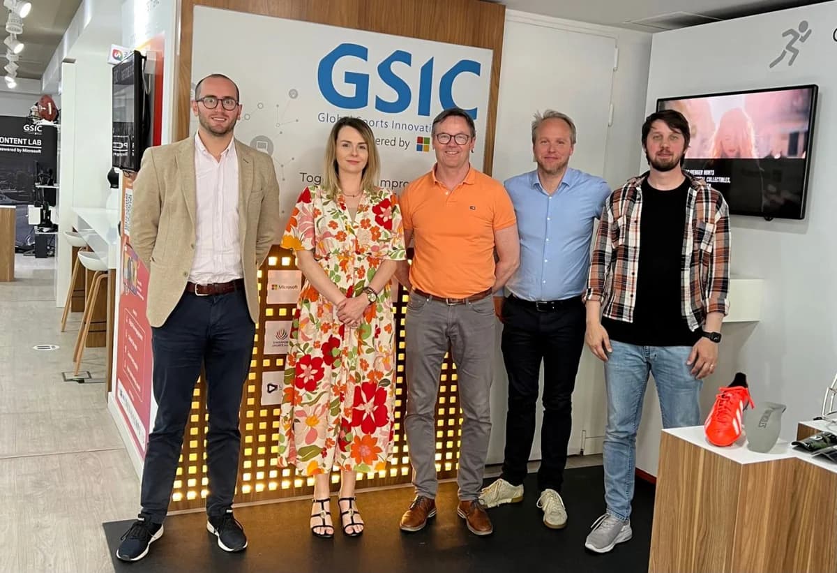 A group gathered at the Global Sports Innovation Center in Madrid.